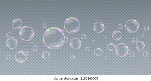 Collection Realistic Soap Bubbles Png Bubbles Stock Vector Royalty