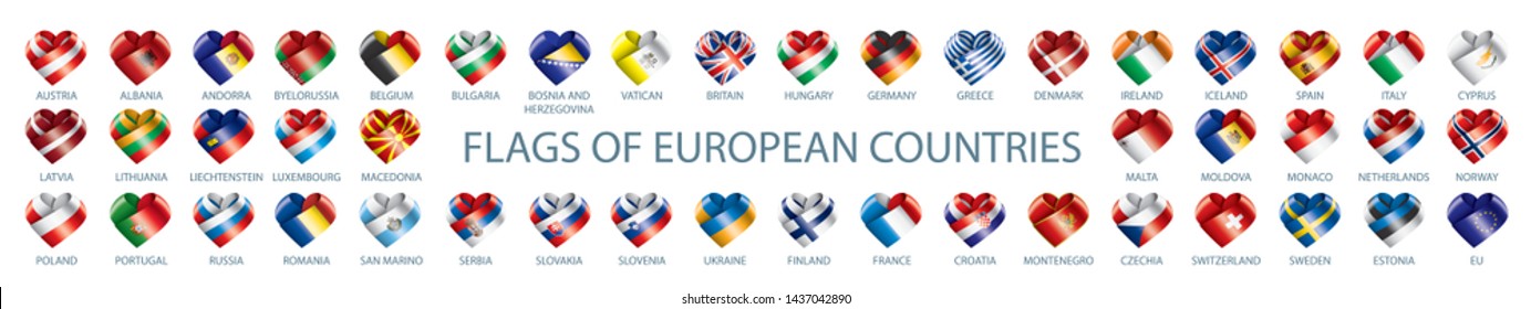 Set Flags Europe Vector Illustration Stock Vector Royalty Free