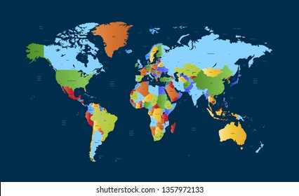World Map Color Vector Modern Stock Vector Royalty Free 1609728649