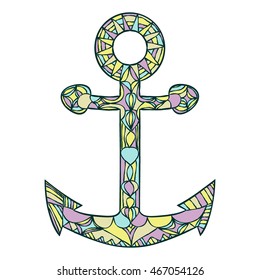 Colored Anchor Hand Drawn Doodle Vector เวกเตอรสตอก ปลอดคา