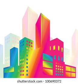 Rainbow City Vector Illustration Stock Illustration 94025389 Shutterstock