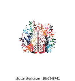 Colorful Human Brain Arabic Islamic Calligraphy เวกเตอรสตอก ปลอดคา