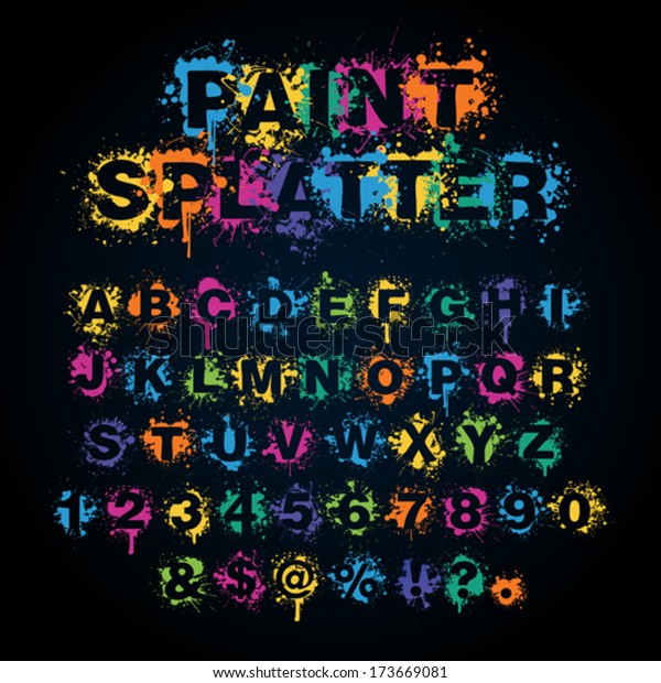 Colorful Paint Splatter Alphabet Set Stock Vector Royalty Free 173669081