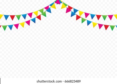 Colorful Party Flags On Transparent Background