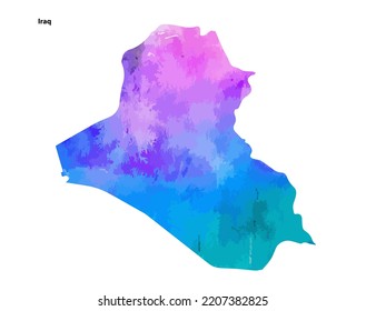 Colorful Watercolor Map Design Country Iraq Stock Vector Royalty Free