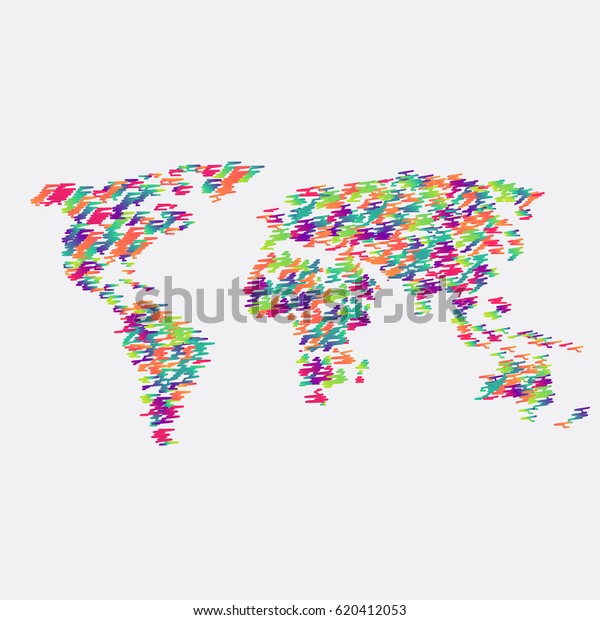 Colorful World Map Made By Balls Stock Vector Royalty Free