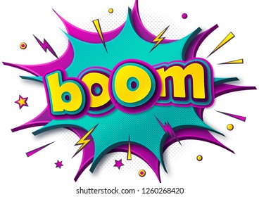 Comic Poster Speech Bubbles Burst Boom Stock Vector Royalty Free