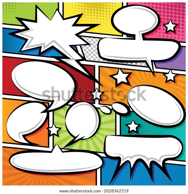 Comic Speech Bubbles Icons Collection Cartoon Stock Vector Royalty