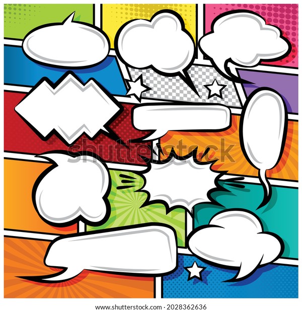 Comic Speech Bubbles Icons Collection Cartoon Stock Vector Royalty