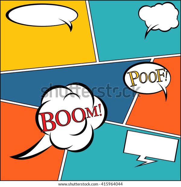 Comic Strip And Comic Speech Bubbles On Colorful Halftone Background