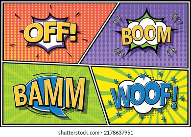 Comic Style Sounds Set Vector Image Stock Vector Royalty Free