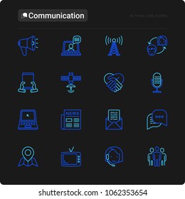 Communication Thin Line Icons Set Email Stock Vector Royalty Free