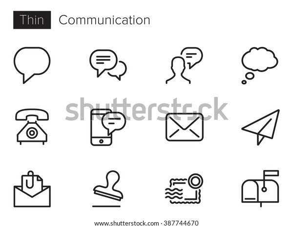 Communication Vector Icons Set Thin Line Stock Vector Royalty Free