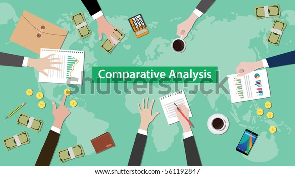 Comparative Analysis Concept Discussion Illustration Paperworks Stock