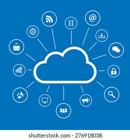 Cloud Computing Networks Design Concept Icons เวกเตอรสตอก ปลอดคา