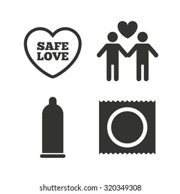 Condom Safe Sex Icons Lovers Couple Stock Vector Royalty Free