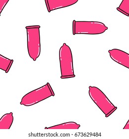 Condom Seamless Doodle Pattern Stock Vector Royalty Free