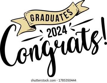 Congratulations Graduates Celebration Text Poster Stock Vektor