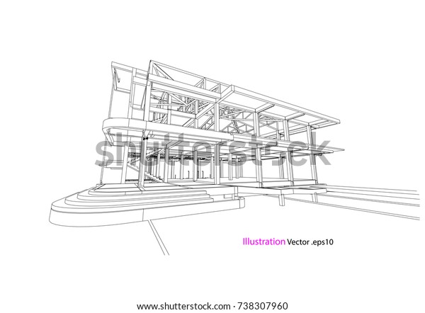 Construction Building Drawing Vector Model Concept Stock Vector