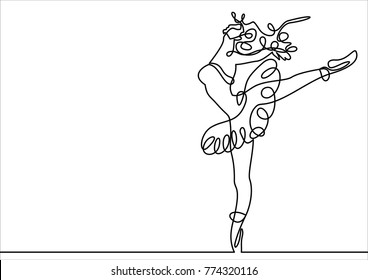 Continuous Line Art Drawing Ballet Dancer เวกเตอรสตอก ปลอดคา