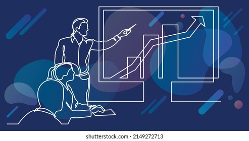 Continuous Line Drawing Business Presentation Team Stock Vector