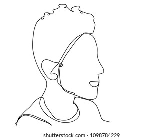 Continuous Line Drawing Hair Mustaches Beards Stock Vector Royalty