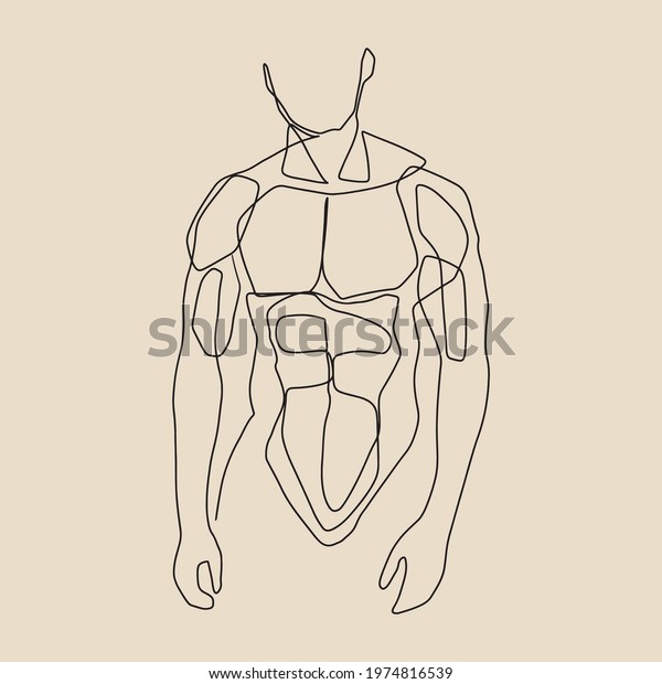 Continuous Line Male Figure Naked Strong Stock Vector Royalty Free Shutterstock