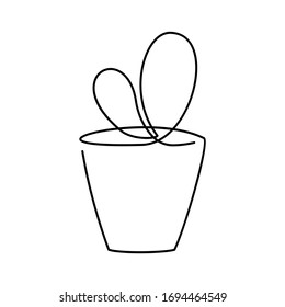 Continuous One Line Drawing House Cactus Stock Vector Royalty Free