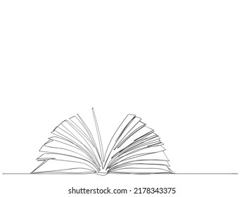 Continuous One Line Drawing Open Book Stock Vector Royalty Free