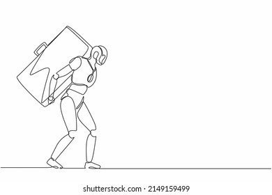 Continuous One Line Drawing Robots Standing Stock Vector Royalty Free