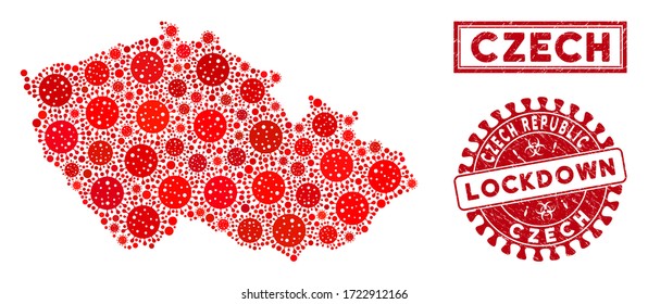 Covid Virus Mosaic Tatarstan Map Seals Stock Vector Royalty Free