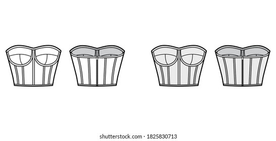 Bustier Longline Corsetry Bra Lingerie Technical Stock Vector Royalty