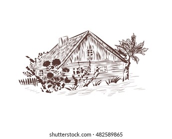 Old Water Mill Sketch Stock Vector Royalty Free 306567959