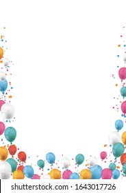 Cover Colored Balloons Confetti On White Stock Vector Royalty Free