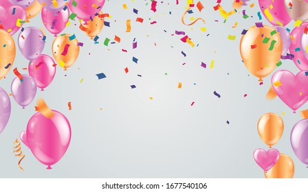 Orange Balloons Confetti On Background Autumn Stock Vector Royalty