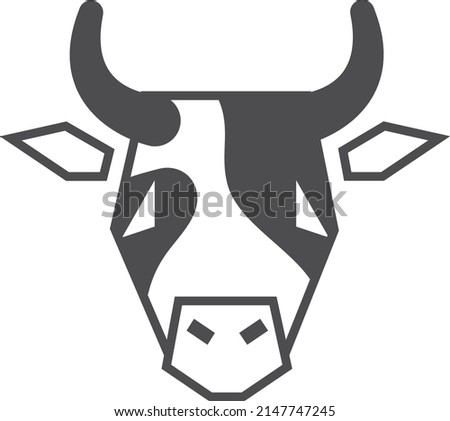 Cow face icon. Dairy product logo. Cattle symbol