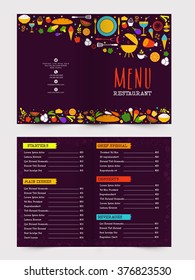 Creative Restaurant Menu Card Design Front Stock Vector Royalty Free