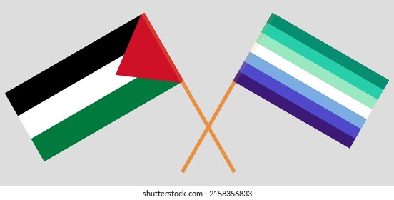 Crossed Flags Palestine Gay Men Pride Stock Vector Royalty Free