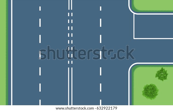 Crossroad Top View Vector Illustration Stock Vector Royalty Free