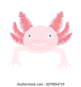 Cute Axolotl Front Salamander Vector Illustration Stock Vector Royalty