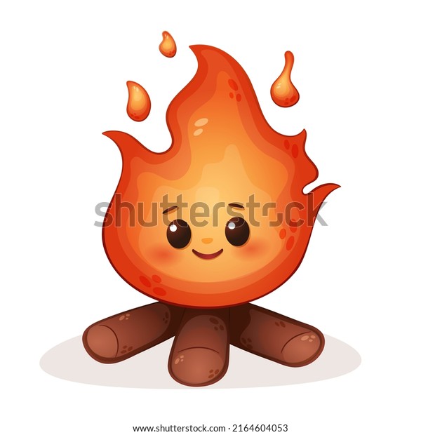 Cute Cartoon Campfire Clipart Vector Illustration Stock Vektor