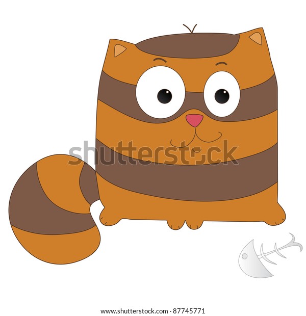 Cute Cartoon Cat Fish Skeleton Isolated Stock Vector Royalty Free