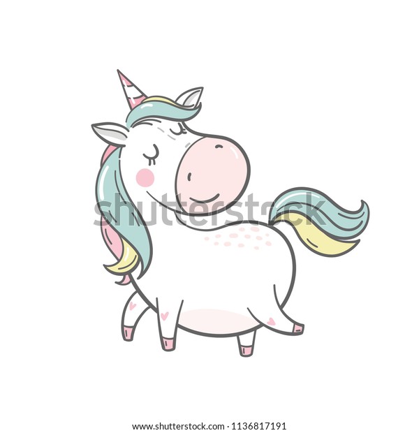 Cute Cartoon Character Unicorn Print Baby Stock Vector Royalty Free