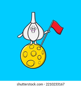 Cute Cartoon Garlic Character Standing On Stock Vector Royalty Free