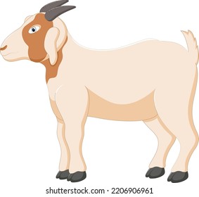 Cute Cartoon Goat Isolated On White Stock Vector Royalty Free