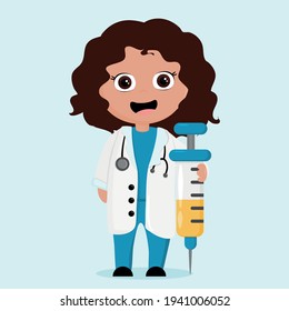 Cute Cartoon Nurse Syringe Stock Vector Royalty Free 1941006052