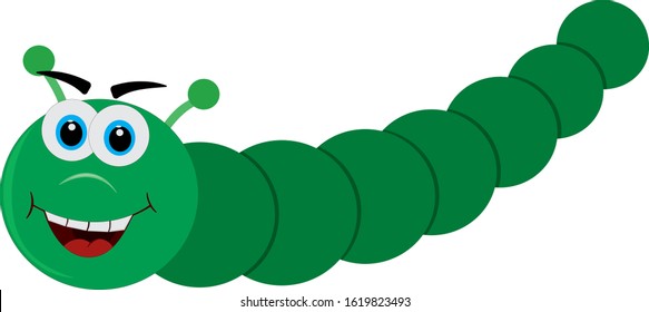 Cute Cartoon Smiling Worm Worm Isolated Stock Vector Royalty Free