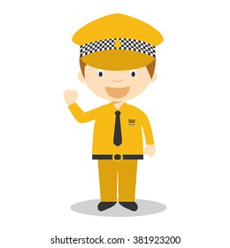 Cute Cartoon Vector Illustration Taxi Driver Stock Vector Royalty Free