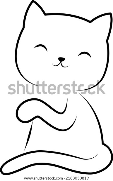 Cute Cat Drawing Doodle Line Art Stock Vector Royalty Free 2183030819