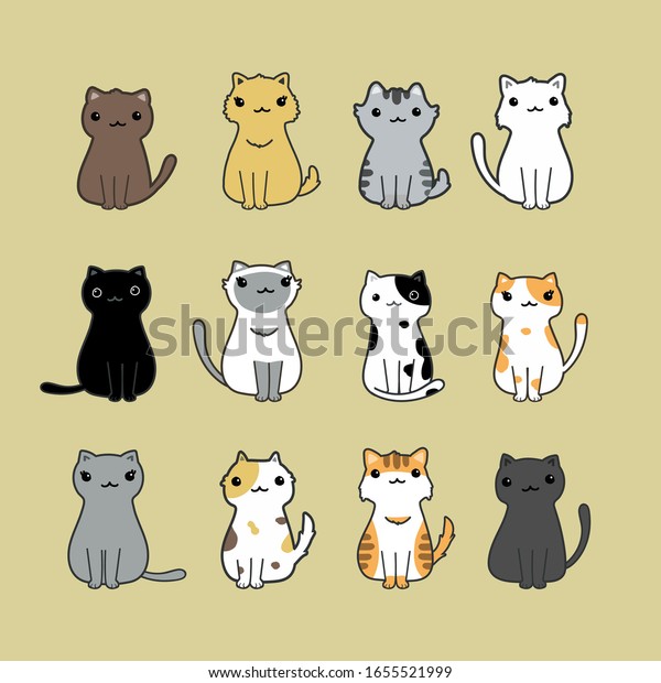 Cute Cats Cartoon Set Vector Stock Vector Royalty Free Shutterstock